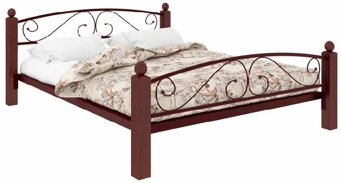 Кровать двуспальная Вероника Lux Plus (СМ 180х200) трубка металл ( 180х200 , металл/дерево , медная шагрень , без подъемного мех. , без ящиков , без матраса (Милсон) )