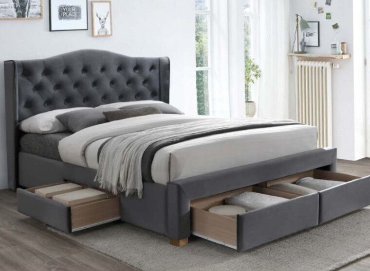 Фото Кровать двуспальная Signal Aspen velvet bluvel II (СМ 160х200) c ортопедическим основанием от производителя Signal в Гурзуф по цене 99 730 ₽