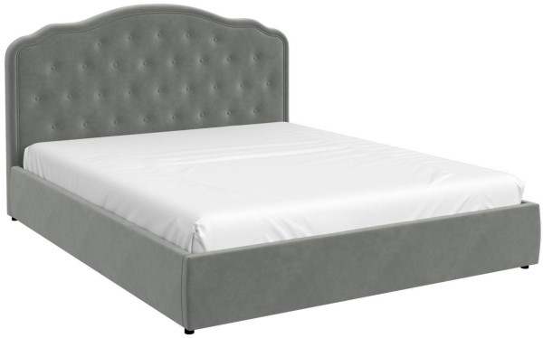 Кровать двуспальная Селин (СМ 160х200) без основания ( 160х200 , ЛДСП/МДФ/ткань , холодный серый , без подъемного мех. , без ящиков , без матраса (Браво-мебель) )