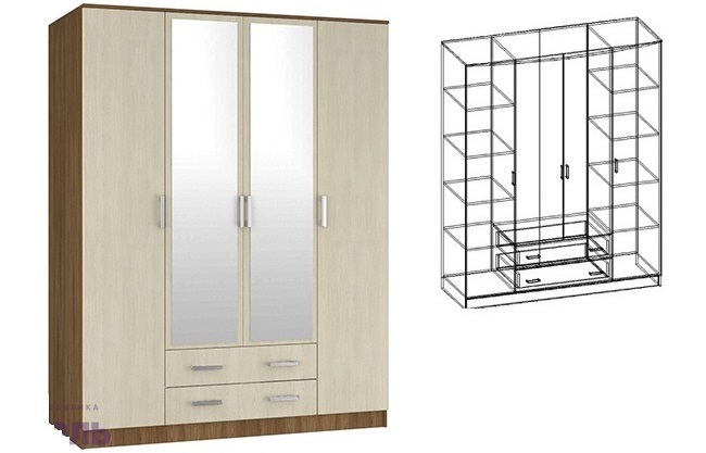 Фото Шкаф Светлана (168) четырехдверный от производителя Мебель Маркет в Гурзуф по цене 34 440 ₽