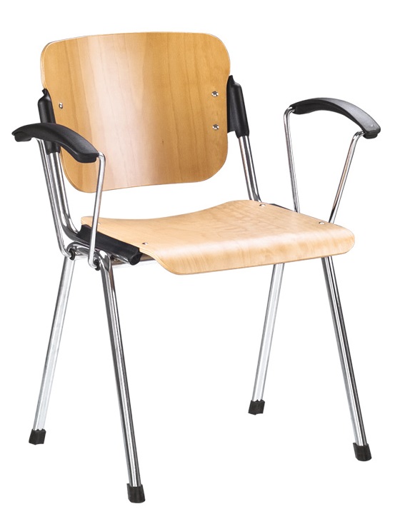 Фото Стул для посетителя Эра (Era) wood arm (хром) от производителя Новый стиль в Гурзуф по цене 4 840 ₽