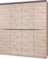 Шкаф Тиана ШР-4 (200) без зеркал четырехдверный (дуб бонифаций, дуб бонифаций-вольфрам,(Браво-мебель)) в Гурзуф от производителя 