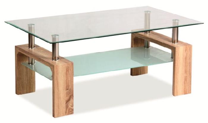 Стол журнальный Signal Lisa Basic  (мдф, стекло-прозрачное,  дуб сонома (Signal) )