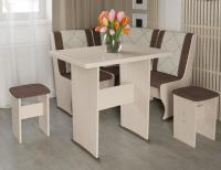 Кухонный уголок-комплект Челси мини (дуб белфорт, кожзам лен коричневый-лен бежевый (ТриЯ) ) в Гурзуф от производителя 