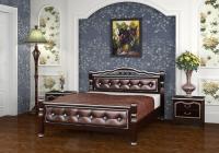 Фото derevyannye-krovati кровать двуспальная карина-11 (см 140х200) с элементами экокожи, без основания с универсальными царг производитель Браво-мебель