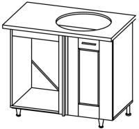 Кухня Селена К-78 стол-мойка угловая 1000 правая (текстиль, карпатская ель,(Глория (Ставрополь Мебель))) в Гурзуф от производителя 